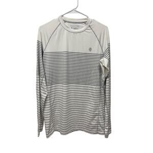 Coolibar Men's Agility Long Sleeve Performance T-Shirt white gray striped M